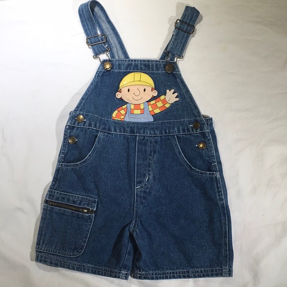 Cute 3T Bob The Builder Denim Overall Shorts
